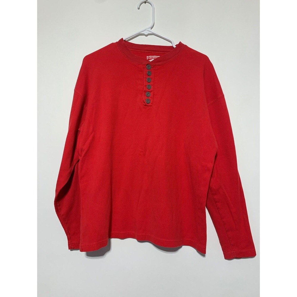 Marlboro Unlimited Men Size M Red Cotton Long Sleeve 1/4 Button Shirt